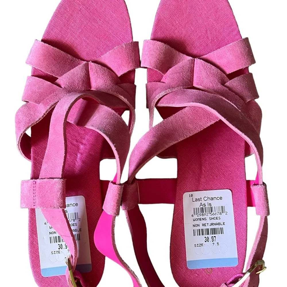 Cole Haan Womens Size 7.5B Pink W25389 Platform Rope Wedge Heels New With Scuffs